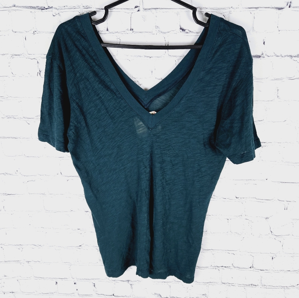 DAFTBIRD | v-neck short sleeve burnout pima cotton shirt